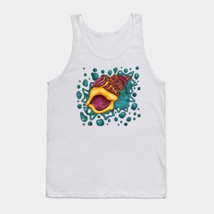 Bright sea shell with gold yellow colors, beach life Tank Top